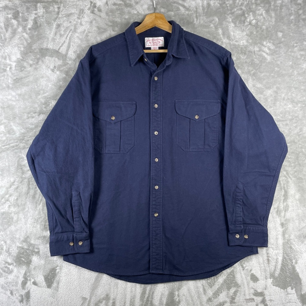Filson Alaskan Guide Shirt Mens XL Navy Blue Cotton Flannel Chamois 12006